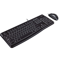 Logitech MK120 Wired Keyboard and Mouse Combo for Windows, Optical Wired Mouse, Full-Size Keyboard, USB Plug-and-Play, Compatible with PC and Laptop, QWERTY UK English Layout, Black