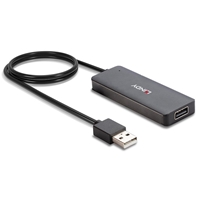 LINDY 42986 4 Port USB Hub, 4 x USB 2.0 Type-A (F) Ports, Supports Data Transfer Rates of up to 480 Mbps, Plug and Play Installation, USB Bus-Powered with DC Socket for External Power Supply