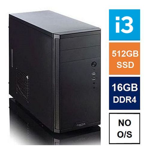 BUILDIT MATX Tower PC, Fractal Core 1100 Case, i3-14100, 16GB DDR4, 512GB SSD, Corsair 550W, No Optical, KB & Mouse, No Operating System