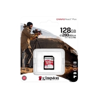 Kingston Canvas React Plus V60 128GB Memory Card, 4K, UHS-II, 280MB/s R, 150MB/s W