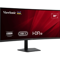 Viewsonic VA3820C 38 Inch UltraWide Quad HD LED Curved Monitor with USB-C Hub, 4.8ms,  HDMI, Display Port, 3840 x 1600, 75Hz, Speakers, Height Adjustable, Black
