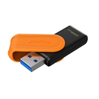Kingston DataTraveler Exodia S DTXS/256GB USB Flash Drive, 256GB, USB 3.2, Black/Orange, Swivel Cap Design