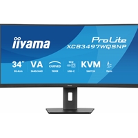 iiyama ProLite Curved Monitor XCB3497WQSNP-B1 34" VA Ultra-Wide Screen with KVM Switch, LAN, USB-C Dock, 0.4ms, 120Hz, HDMI, DisplayPort, Speakers, Height Adjustment