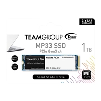 Team MP33 (TM8FP6001T0C101) 1TB NVMe SSD, M.2 Interface, PCIe Gen3, 2280, Read 1700MB/s, Write 1400MB/s, 3 Year Warranty