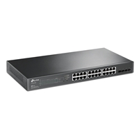 <b>JetStream 28-Port Gigabit Smart PoE Switch with 24-Port PoE+</b><br/><br/><b>Key Features</b><br/><br/><b>250 W PoE Budget</b><br/>24x 802.3at/af-compliant PoE+ ports with a total power supply of 250 W<br/><br/><b>Full Gigabit Ports</b><br/>24x gigabit PoE+ ports and 4x gigabit SFP Slots provide high-speed connections.<br/><br/><b>Integrated into Omada SDN</b><br/>Zero-Touch Provisioning (ZTP)