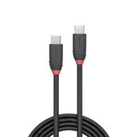 LINDY 36906 Black Line USB Cable, USB 3.2 Type-C (M) to USB 3.2 Type-C (M), 1m, Black & Red, SuperSpeed USB Supports Data Transfer Speeds up to 20Gbps, Robust PVC Housing, Nickel Connectors & Gold Plated Contacts, Retail Polybag Packaging