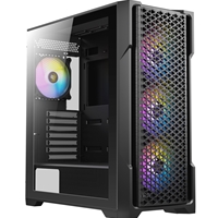 ANTEC AX90 Case, Black, Mid Tower, 1 x USB 3.0 / 2 x USB 2.0, Tempered Glass Side WIndow Panel, Diamond-Shaped Mesh Front Panel for Excellent Cooling Performance, 4 x Addressable RGB Fans Included with Hub