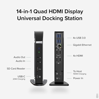 Plugable UD-3900C4 Quad Monitor 96W USB-C PD DisplayLink Certified Docking Station