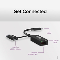<B>Faster Than Gigabit</B><br/>Double the performance of a traditional Gigabit Ethernet adapter when used with switches or routers capable of 2.5Gbps. Actual speed may be affected by internet service provider