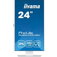 iiyama 24 Inch IPS Monitor XUB2492HSU-W6, Height Adjustable, Full HD, 100Hz, 0.4ms, FreeSync, HDMI, Display Port, USB Hub, White