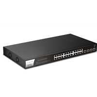 VigorSwitch P1281x 24 Port GbE 4 Ports 10Gbps SFP+ Switch with PoE/PoE+<br/>VigorSwitch P1281x is a smart switch with 24 x GbE PoE+ Ports (total of 140W output) and 4 additional independent SFP+ 10Gbps interfaces. Use the SFP+ interfaces for high-speed uplinks between switches