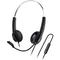 Genius HS-220U-C Copilot AI Ultra Lightweight Headset with Mic, USB-C Connection, Plug and Play, Adjustable Headband and microphone with In-line Volume Control, Black