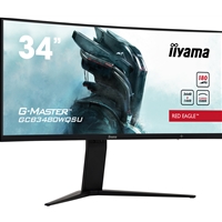 iiyama G-Master Red Eagle Curved Gaming Monitor, GCB3484WQSU-B1, 34 Inch, Black, 3440 x 1440, 0.4ms, 180hz, FreeSync, HDMI, Display Port, USB-Hub, Height Adjustable, Swivel, VESA