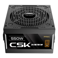 Antec CSK550DC 550W Power Supply, 80 Plus Bronze Certified, ATX 12V 2.52, Non-Modular, DC-to-DC, Flat Black Cables, 120mm Quiet Fan, UK Plug