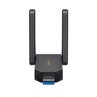 <b> Mercusys MA86XH AXE5400 Wi-Fi 6E High-Gain Wireless USB Adapter</b><br/><br/>Tri-Band Wi-Fi Speed – Speeds up to 2402 Mbps (6 GHz) + 2402 Mbps (5 GHz) + 574 Mbps (2.4 GHz).<br/>Pre-Loaded Internal Driver –  Plug in the MA86XH with the internal driver and enjoy the easy and friendly installation.<br/>Wider Signal Coverage – Two high-gain antennas with Beamforming deliver extended range and focused coverage for faster
