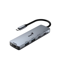 Genius UH-500 multiport hub offers 5 frequent-used ports with one HDMI 4K@60Hz video output port for monitor or TV