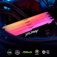 <b>Kingston FURY Beast RGB KF432C16BB2AK2/32 32GB (16GB x2) DDR4 3200MT/s Black DIMM [XMP]</b><br/><br/><b>Customisable RGB lighting with sleek styling.</b><br/>Transform your system using Kingston FURY CTRL to choose from over a dozen lighting patterns or customise RGB effects on the sleek heat spreader.<br/><br/><b>Kingston FURY Infrared Sync Technology.</b><br/>Keep RGB lighting effects in sync with patented Kingston FURY Infrared Sync Technology.<br/><br/><b>Intel XMP Certified and XMP-Ready.</b><br/>Our engineers have predefined Intel Extreme Memory Profiles to reach speeds of up to 3733MT/s to get the most out of your memory.<br/><br/><b>Ready for AMD Ryzen.</b><br/>Trust your AMD-based system to get down to business in-app or in-game with memory that’s ready for Ryzen.<br/><br/><b>Plug N Play – Automatic overclocking at 2666MT/s.</b><br/>For a reliable and compatible upgrade