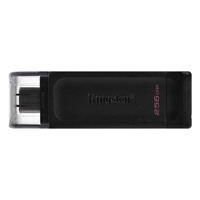 <b>KINGSTON DATATRAVELER 70 256GB USB-C FLASH DRIVE</b><br/>Kingston’s DataTraveler 70 is a portable and lightweight USB-C flash drive that features USB 3.2 Gen 1 speeds. It’s designed to be used with compatible USB-C devices such as notebooks