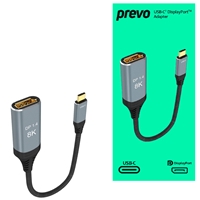 The prevo USB-C® DisplayPort adapter with DP Alt Mode allows you to connect computers and other compatible devices with a USB-C® port directly to displays and monitors in up to 8K resolution. <br/><br/>Its strong and resilient braided cable combined with aluminium alloy connectors provides up to 32.4Gbps data transfer speeds