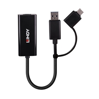 The Lindy USB 3.2 Gen 1 Gigabit Ethernet Converter allows users to conveniently connect a notebook or ultrabook to a Gigabit Ethernet network via a Type A USB or a USB Type C port.<br/><br/>This converter is ideal for ultrabooks or laptops which do not feature wired network connectivity and for locations which lack wireless connectivity or where it is unreliable or slow. It features a USB Type A as well as a USB Type C plug for connection to the host computer to cover a wide range of devices.<br/><br/>With its small size and lightweight design this USB 3.2 Gigabit Ethernet Converter is easy and convenient to carry