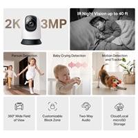 <b>Mercusys MC210 Pan/Tilt Home Security Wi-Fi Camera</b><br/><br/><b>High-Definition Video</b><br/>Features 2K 3MP high-definition video