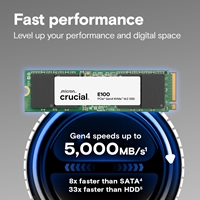 <b>Crucial E100 1TB PCIe Gen4 NVMe M.2 SSD</b><br/><br/>Whether you’re upgrading from SATA or an HDD