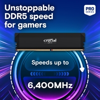 </b>Crucial Pro DDR5-6000 16GB UDIMM: OC Gaming Memory Black</b><br/><br/><br/>Push performance to the next level with the blazing speed and massive bandwidth of Crucial DDR5 Pro OC Gaming Memory. Mobilize the power of low latency to beat the clock and fuel your next win instead of worrying about performance bottlenecks. This powerful