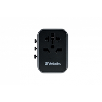 <b>Verbatim Universal Travel Adapter</b><br/><br/><b>Product Details</b><br/><br/>World-to-World adapter (suitable for more than 180 countries)* – see country guide<br/><br/>Supports PD 30W and QC 3.0<br/><br/>3 x USB-C ports<br/><br/>2 x USB-A ports<br/><br/>Supports charging of six devices simultaneously<br/><br/>Includes spare fuse<br/><br/>Safety shutter function prevents foreign objects being inserted into the socket and to keep children safe<br/><br/>Flame resistant material<br/><br/>Compact – its small size makes it convenient to carry