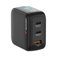 <b>Verbatim Mini GaN Charger with Display</b><br/><br/><b>Product Details</b><br/><br/>Compact 3-port wall charger with USB-C Power Delivery and Quick Charge 3.0<br/><br/>Integrated touchscreen display shows real-time charging performance<br/><br/>Display modes show individual port output