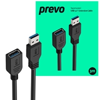 Extend the USB connection between your devices with a prevo USB 3.0 Extension Cable. The superspeed USB 3.0 connections deliver up to 5Gbps data transfer speeds and are backwards compatible with USB 2.0 up to 480Mbps. The strong cable casing and connectors ensure a long-term reliable connection.<br/><br/><b>Key Features</b><br/>- Reliably extend your USB connection<br/>- Up to 5Gbps transmission rate<br/>- 3 metre length<br/><br/><b>Connections</b><br/>USB 3.0 Type-A Male to Type-A Female<br/><br/><b>Core conductor</b><br/>Oxygen Free Copper (OFC) 28AWG+24AWG<br/><br/><b>Wire diameter</b><br/>5.5mm<br/><br/><b>Materials</b><br/>PVC