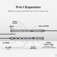 <B>11 in 1 Hub</B><br/>Featuring 2x 4K 60Hz HDMI ports