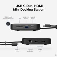 <B>7 Port Mini Dock</B><br/>Plugable’s 7-in-1 mini docking station for Windows and Mac packs in 2x HDMI