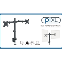 piXL Desk-Mounted Fully-Adjustable Dual Monitor Arm for Screens Up To 27 inch with VESA Mount & Built-In Cable Management