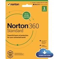 Norton 360 Standard, Antivirus Software for 1 Device, 1-year Subscription, Includes Secure VPN, Password Manager and 10GB of Cloud Storage, PC/Mac/iOS/Android, Activation Code by email - ESD