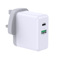 Prevo QC72 65W USB Type-C & USB Type-A Fast Charge Mains Charger with Qualcomm Quick Charge 3.0 and 1.5m 100W USB-C Cable for Laptops, Ultrabooks, Chromebooks, iPads, MacBooks, Smartphones, Tablets, Mobile Devices, Action Cameras, DSLRs
