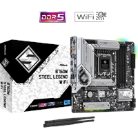 ASRock B760M Steel Legend WiFi Intel 1700 Socket Motherboard, Micro-ATX, 4x DDR5 Slots, 3x M.2 Sockets, Fitted I/O Shield, 2.5GbE LAN, Wi-Fi 6E, 1x DisplayPort / 1x HDMI Port