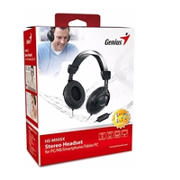 Genius HS-M505X Headset with Mic, 3.5mm Connection, Plug and Play with Adjustable Headbandand, In-line microphone and Volume Control, Black