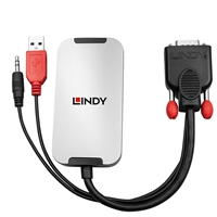 Lindy 38296 0.18m VGA & Audio (M) To DisplayPort (F) 1.2 USB Powered 1920x1080@60Hz Adapter Cable - Black