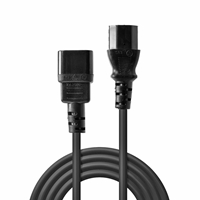 Lindy 30331 2m IEC C14 (Kettle) To IEC C13 (Kettle) Mains Extension Cable - Black, Perfect for use in Offices, Control Rooms, Digital Signage and Home Theatre Setups
