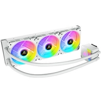 Antec Symphony 360 AiO Liquid CPU Cooler, Universal Socket, White, 360mm Radiator, PWM 1600RPM Cooling Fans, Addressable RGB LED Lighting with Chromatic ARGB Lighting Pump Head