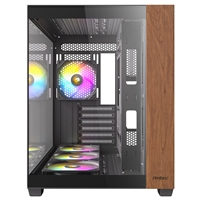 Antec CX800 Wood Mid Tower Gaming Case, 1 x USB Type-C / 1 x USB 3.0, Tempered Glass Front and Side Window Panel, Dual Chamber Design, 4 x Pre-Installed ARGB LED Fans, ATX, Micro-ATX, ITX Compatible