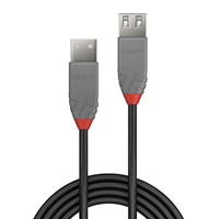 Lindy 36701 0.5m USB-A (M) 2.0 To USB-A (F) 2.0 Anthra Line 480Mbps Extension Cable - Black