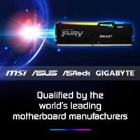 Kingston FURY Beast KF552C40BB2A-32 32GB (1x 32GB) DIMM System Memory, 5200MHz, DDR5, CL40, Black, RGB, Intel XMP