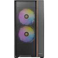 Antec FLUX Rear Mid Tower Gaming Case, 1 x USB Type-C / 2 x USB 3.0, Tempered Glass Side Window Panel, Multi-directional Vent Design, Walnut Wood Accents, 3 x Pre-Installed High-Performance PWM Fans , E-ATX (=330mm), ATX, Micro-ATX, ITX Compatible