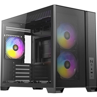 Antec FLUX M Mini Tower Gaming Case, 1 x USB Type-C / 1 x USB 3.0, Tempered Glass Side Window Panel, Vertical Airflow Design, 3 x Pre-Installed RGB LED Fans & 3 PWM Reverse Fans, Micro-ATX, ITX Compatible