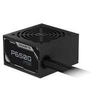 Gigabyte P650G PG5 650W ATX 3.1 Power Supply, 80 PLUS Gold, PCIe Gen 5.1 16-Pin, 120mm HYB Fan, Non-Modular PSU, Black, GP-P650G PG5