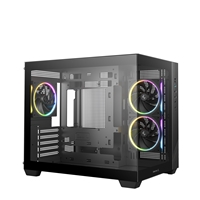 DeepCool CG330 3F ARGB Dual-Chamber Micro-ATX Tower Case, Tempered Glass Panels, 3 x 120mm ARGB Fans, USB 3.0, ITX/Micro-ATX, Black