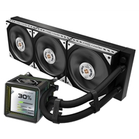 ASRock Steel Legend Dark 360 LCD AIO Liquid CPU Cooler, 360mm Radiator, Triple 120mm PWM ARGB Fans, LCD Display, Intel LGA1700/1851 & AMD AM5/AM4 Compatible