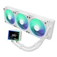 ASRock Challenger 360 Digital White AIO Liquid CPU Cooler, 360mm Radiator, Triple 120mm PWM ARGB Fans, 3? Digital Display, Intel LGA1700/1851 & AMD AM5/AM4 Compatible