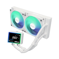 ASRock Challenger 240 Digital AIO Liquid CPU Cooler, 240mm Radiator,White, Dual 120mm PWM ARGB Fans, 3" Digital Display, Intel LGA1700/1851 & AMD AM5/AM4 Compatible